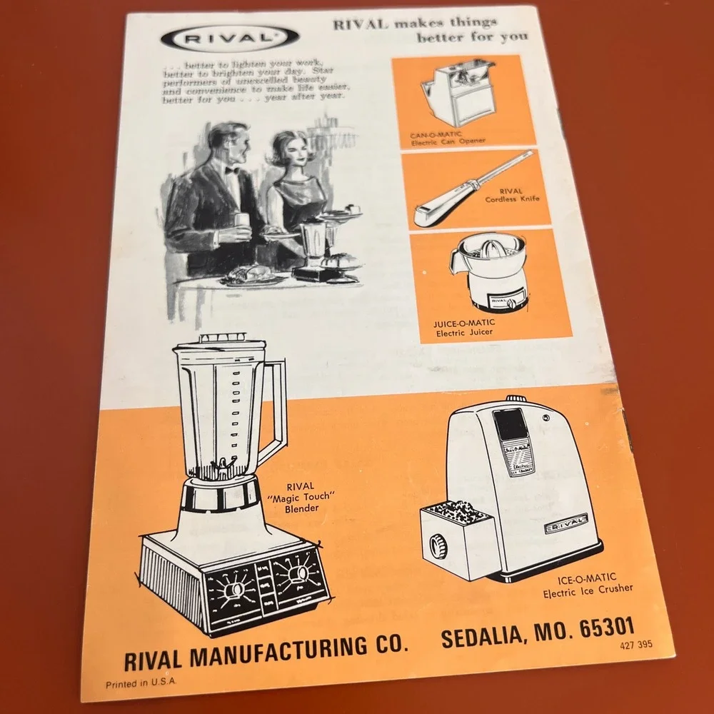 Vintage Rival Kitcheneer Instructions Recipes Manual Grind-O-Mat Shred-O-Mat 303